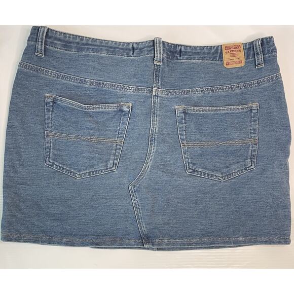 Express Vintage Y2K Stretch Denim Mall Goth Micro Mini Skirt 11/12 Bodycon - Picture 2 of 7